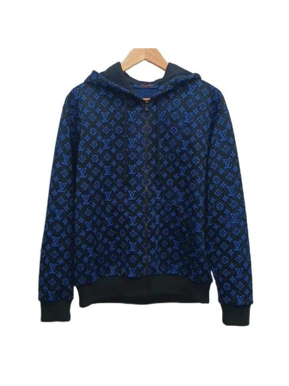 Louis Vuitton Monogram Zip Through Hoodie Zip Up Logo Long Sleeve Black XS